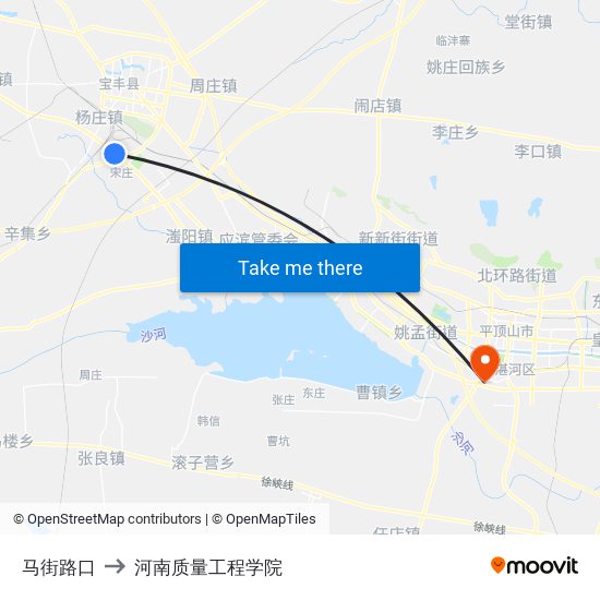 马街路口 to 河南质量工程学院 map