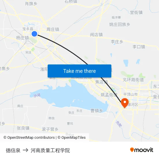 德信泉 to 河南质量工程学院 map