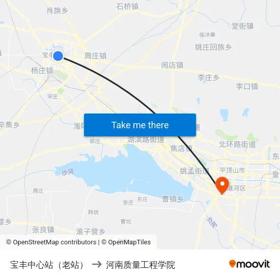 宝丰中心站（老站） to 河南质量工程学院 map