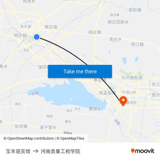 宝丰迎宾馆 to 河南质量工程学院 map