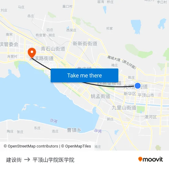 建设街 to 平顶山学院医学院 map