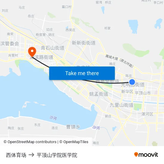 西体育场 to 平顶山学院医学院 map