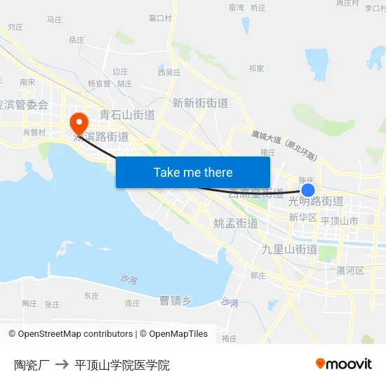 陶瓷厂 to 平顶山学院医学院 map