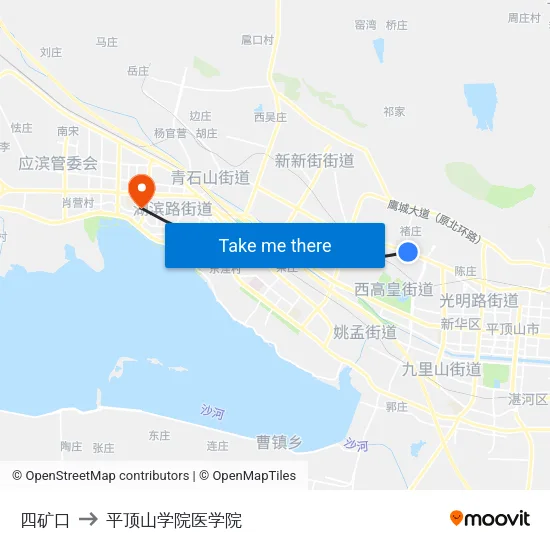 四矿口 to 平顶山学院医学院 map