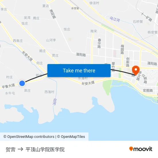 贺营 to 平顶山学院医学院 map