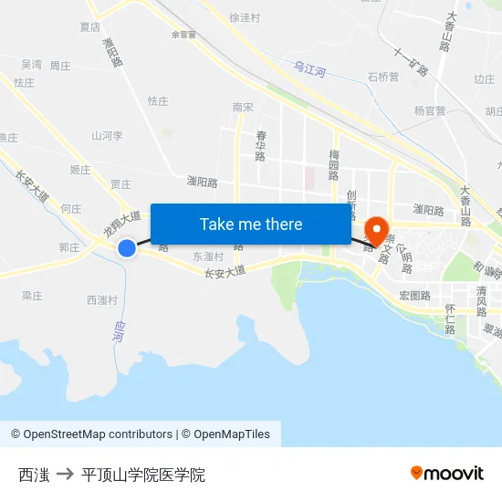 西滍 to 平顶山学院医学院 map