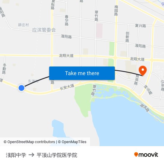 滍阳中学 to 平顶山学院医学院 map