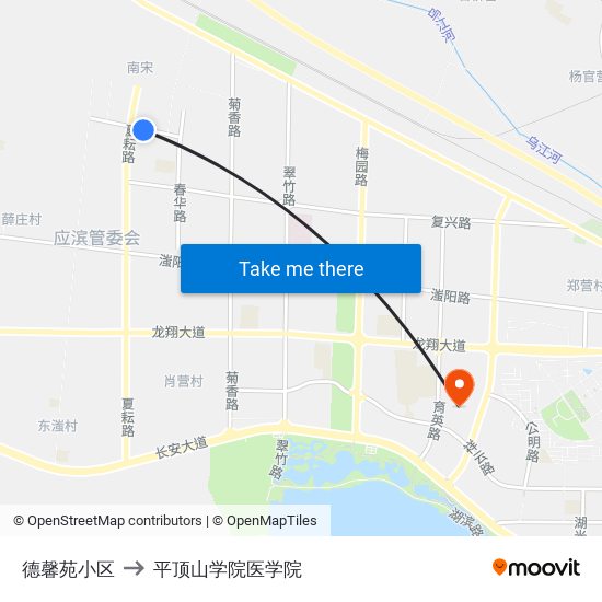 德馨苑小区 to 平顶山学院医学院 map