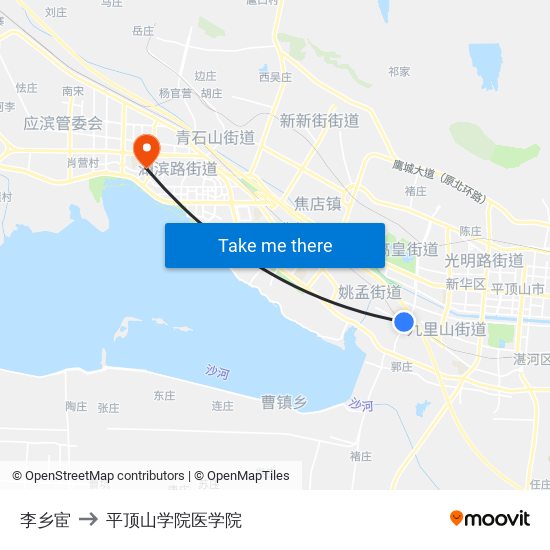 李乡宦 to 平顶山学院医学院 map