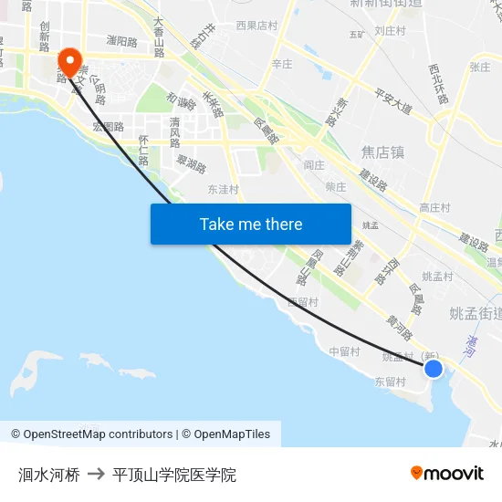 洄水河桥 to 平顶山学院医学院 map