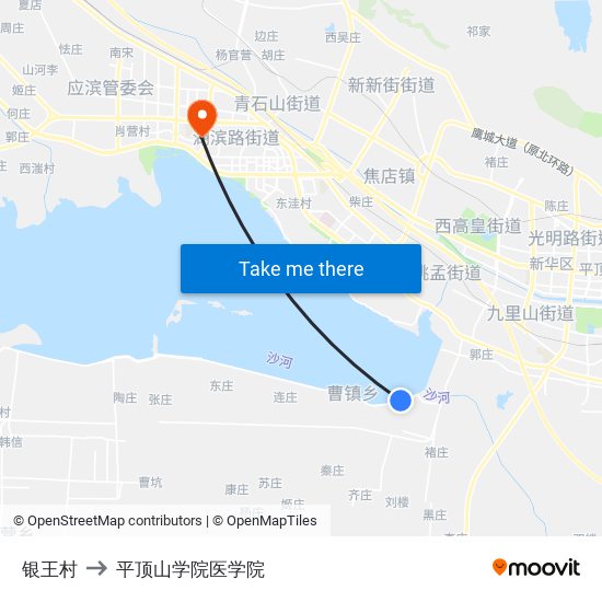 银王村 to 平顶山学院医学院 map