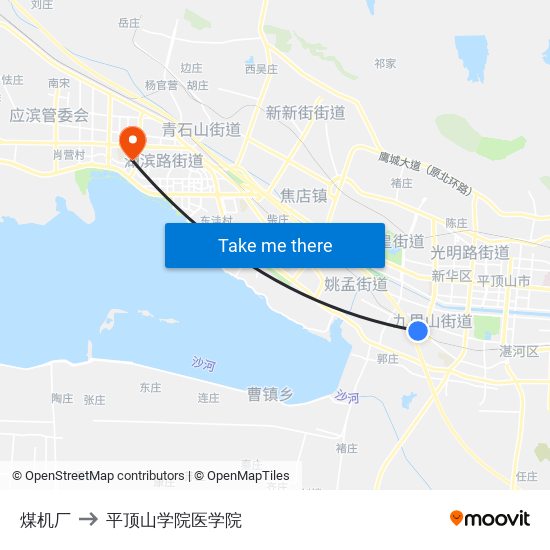 煤机厂 to 平顶山学院医学院 map