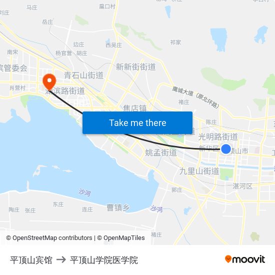 平顶山宾馆 to 平顶山学院医学院 map