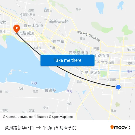 黄河路新华路口 to 平顶山学院医学院 map