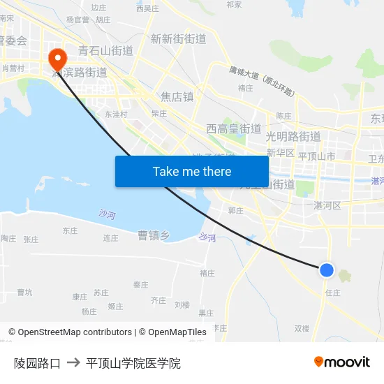 陵园路口 to 平顶山学院医学院 map