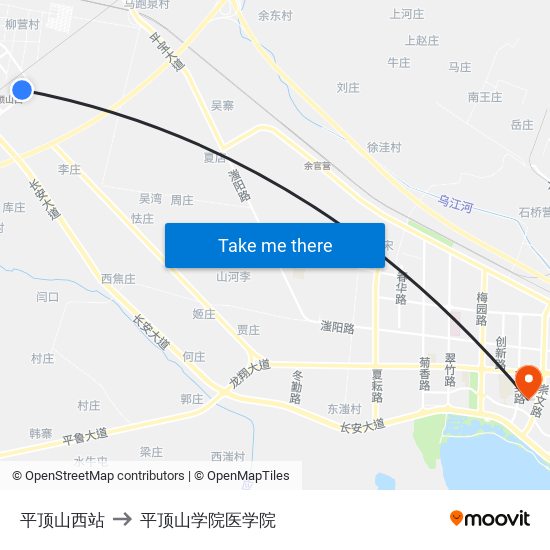 平顶山西站 to 平顶山学院医学院 map