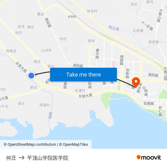 何庄 to 平顶山学院医学院 map