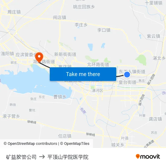 矿益胶管公司 to 平顶山学院医学院 map