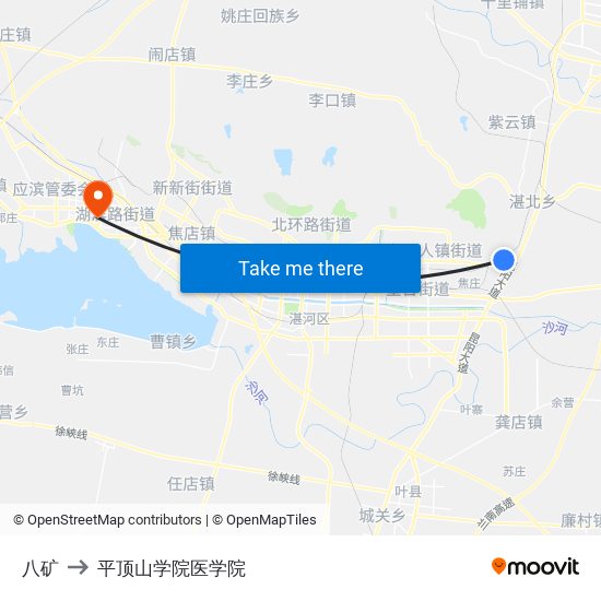 八矿 to 平顶山学院医学院 map