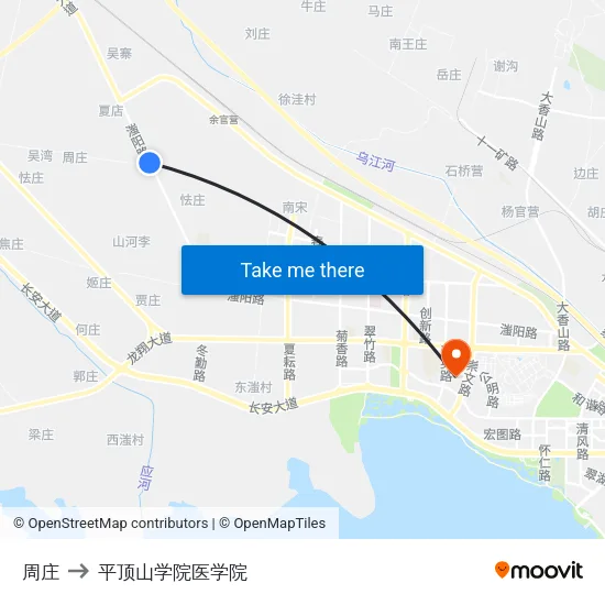 周庄 to 平顶山学院医学院 map