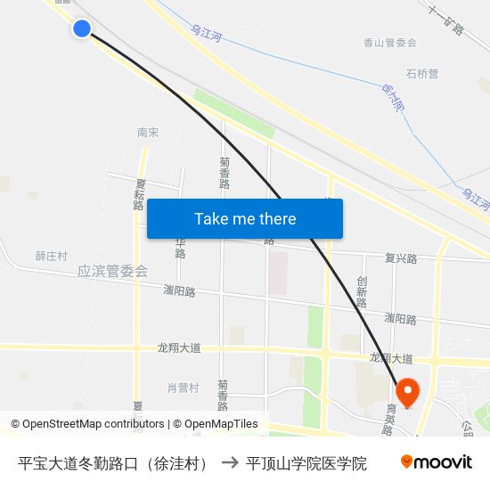 平宝大道冬勤路口（徐洼村） to 平顶山学院医学院 map