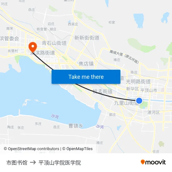市图书馆 to 平顶山学院医学院 map