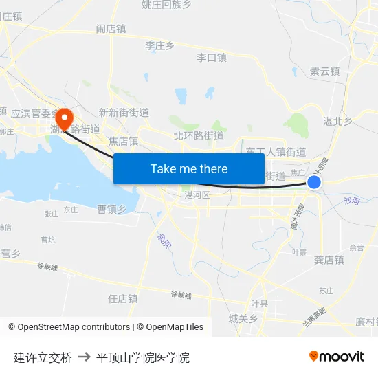 建许立交桥 to 平顶山学院医学院 map