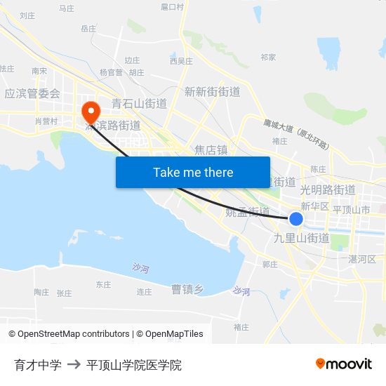 育才中学 to 平顶山学院医学院 map