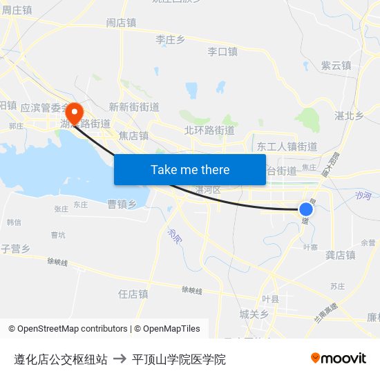 遵化店公交枢纽站 to 平顶山学院医学院 map