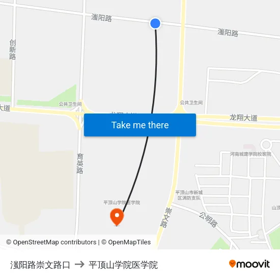 滍阳路崇文路口 to 平顶山学院医学院 map