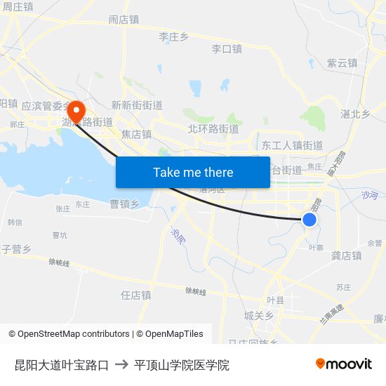 昆阳大道叶宝路口 to 平顶山学院医学院 map