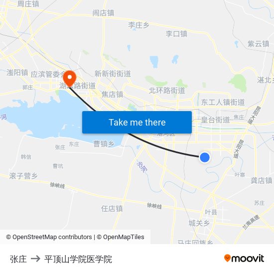 张庄 to 平顶山学院医学院 map