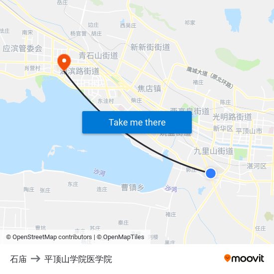 石庙 to 平顶山学院医学院 map