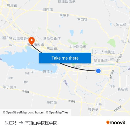 朱庄站 to 平顶山学院医学院 map