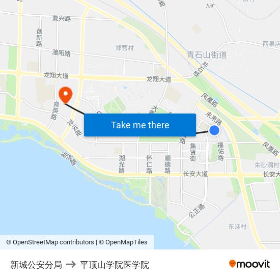 新城公安分局 to 平顶山学院医学院 map