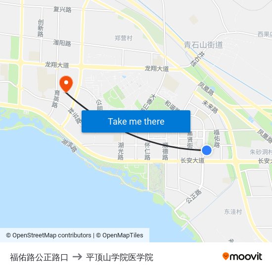 福佑路公正路口 to 平顶山学院医学院 map