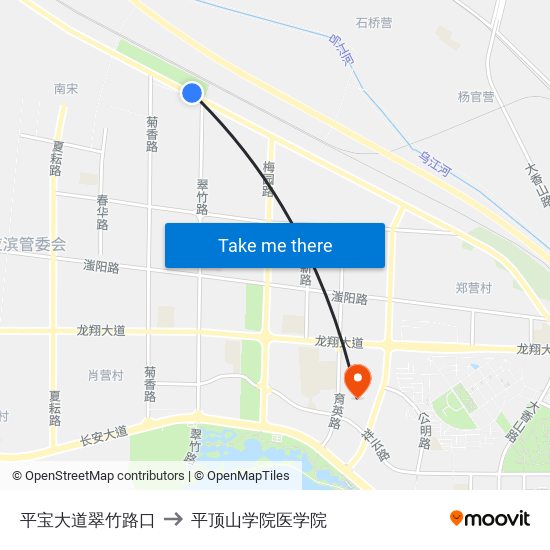 平宝大道翠竹路口 to 平顶山学院医学院 map