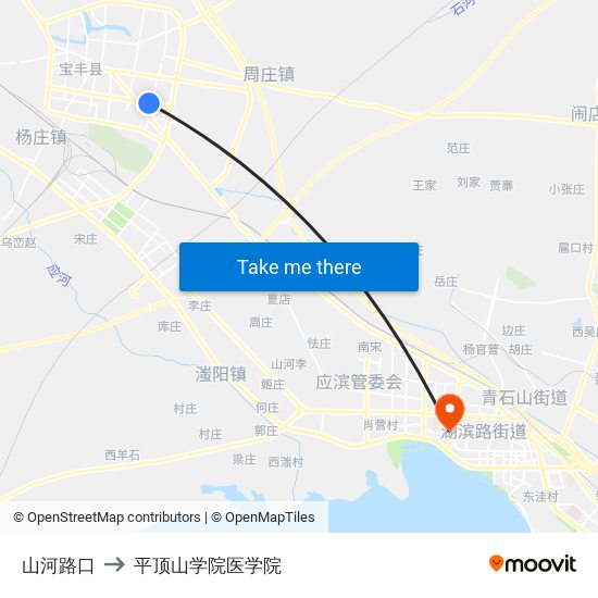 山河路口 to 平顶山学院医学院 map