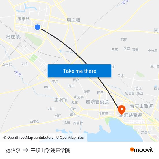 德信泉 to 平顶山学院医学院 map