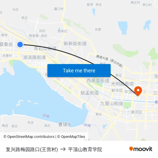 复兴路梅园路口(王营村) to 平顶山教育学院 map