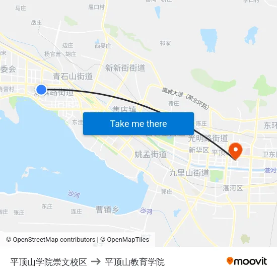 平顶山学院崇文校区 to 平顶山教育学院 map