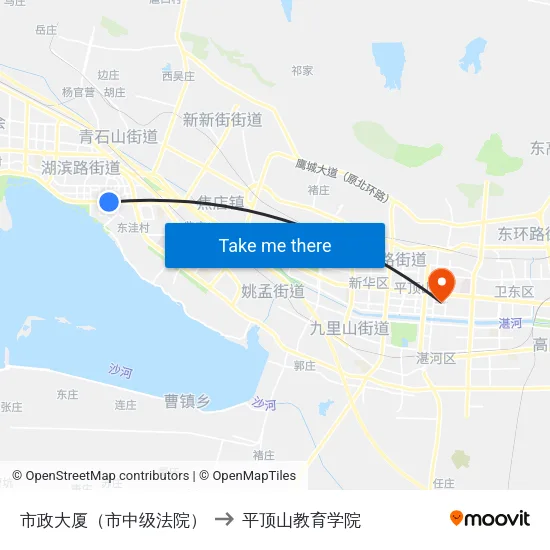 市政大厦（市中级法院） to 平顶山教育学院 map