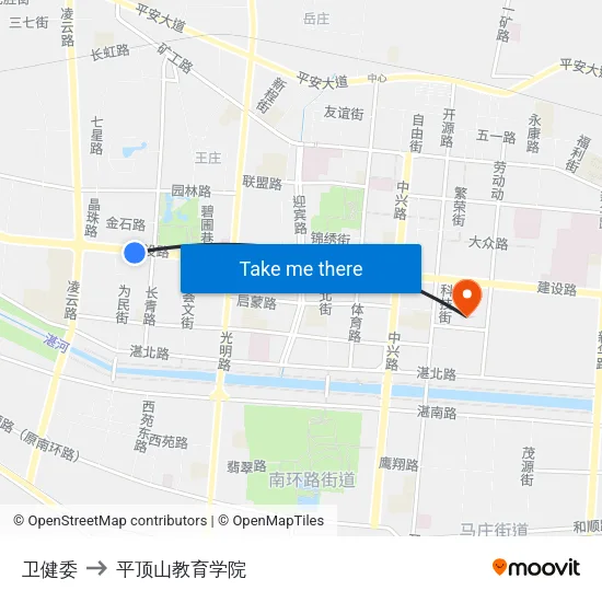 卫健委 to 平顶山教育学院 map