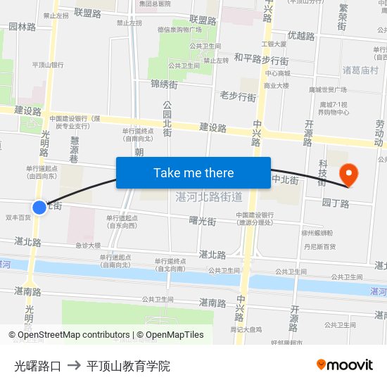 光曙路口 to 平顶山教育学院 map