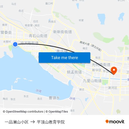 一品澜山小区 to 平顶山教育学院 map