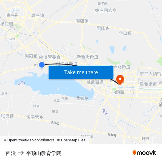 西滍 to 平顶山教育学院 map