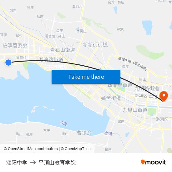 滍阳中学 to 平顶山教育学院 map