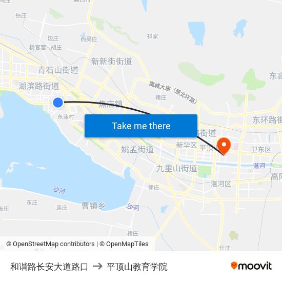 和谐路长安大道路口 to 平顶山教育学院 map