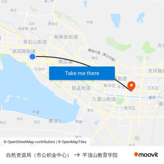 自然资源局（市公积金中心） to 平顶山教育学院 map