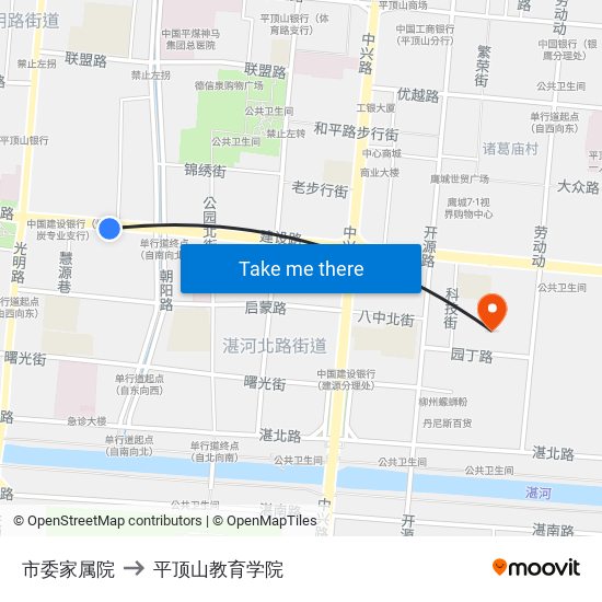 市委家属院 to 平顶山教育学院 map